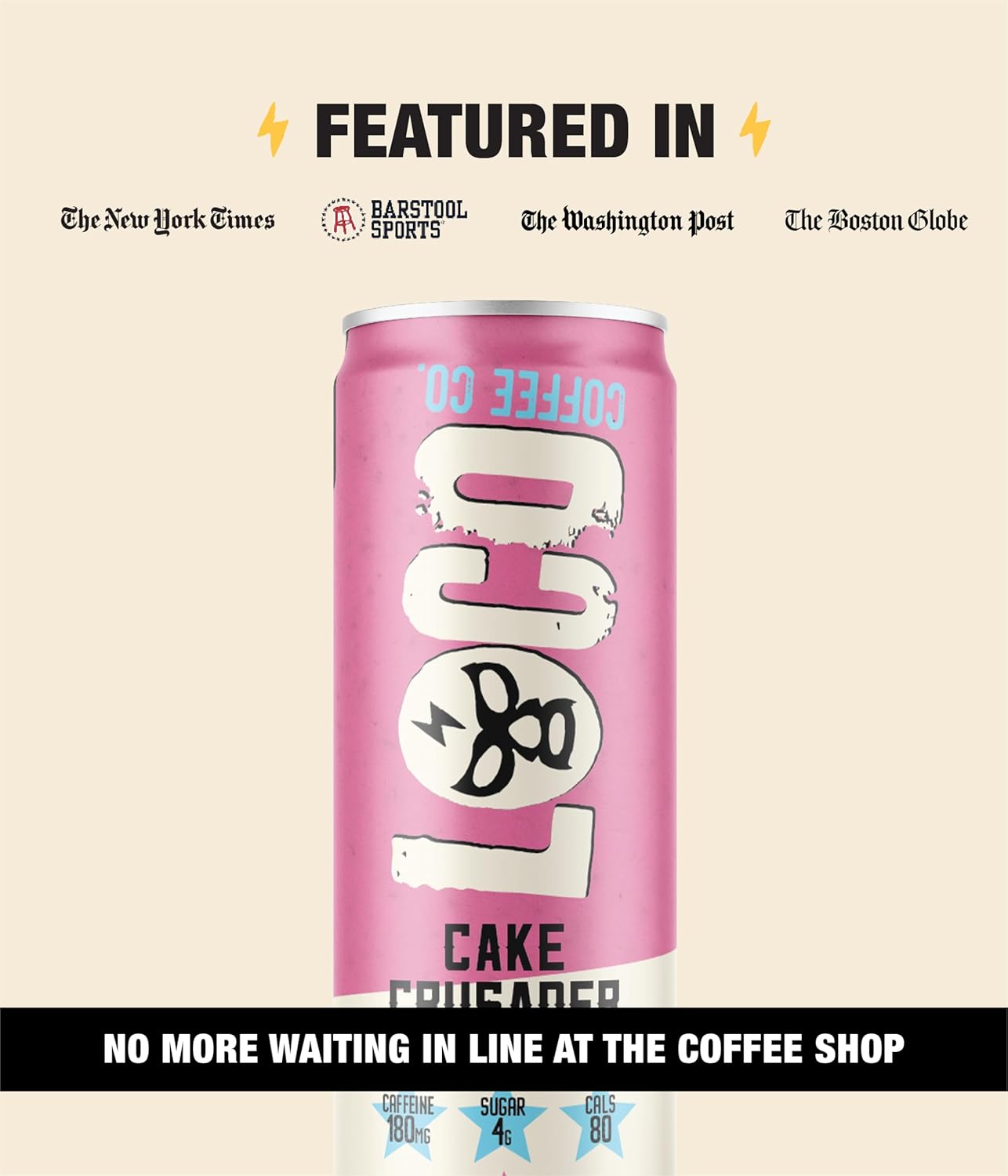 Loco Coffee Cake Oat Milk Latte Cold Brew Coffee [Cake] 11 Ounce Can, 12 Count | Medium Roast, 180Mg Caffeine | Gluten Free And Dairy Free | Low Sugar, Low Calorie Iced Coffee
