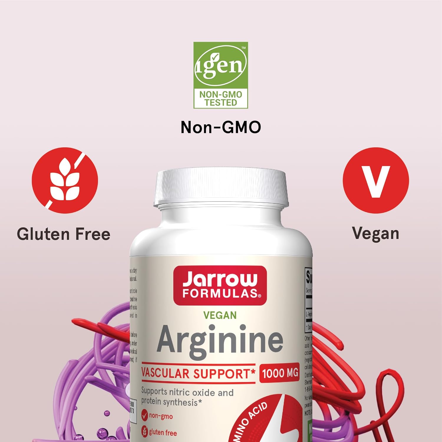 Jarrow Formulas Arginine 1000 mg, Dietary Supplement, Supports Nitric Oxide Production, Supports Protein Synthesis, 100 Tablets, Up to 100 Day Supply : Health & Household