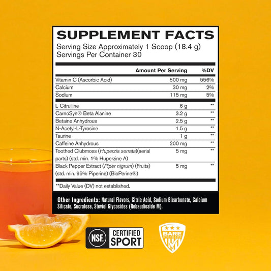 Bare Performance Nutrition Bpn Flight Pre Workout, Supports Energy And Mental Focus, Improved Endurance & Muscle Pumps With Carnosyn® Beta Alanine, Pink Lemonade, 30 Servings