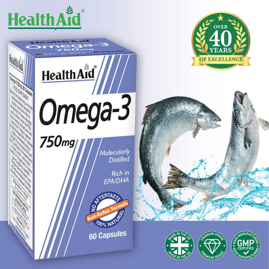 Healthaid Omega 3 750 Mg - 60 Capsules, (Pack Of 1)

200 Grams