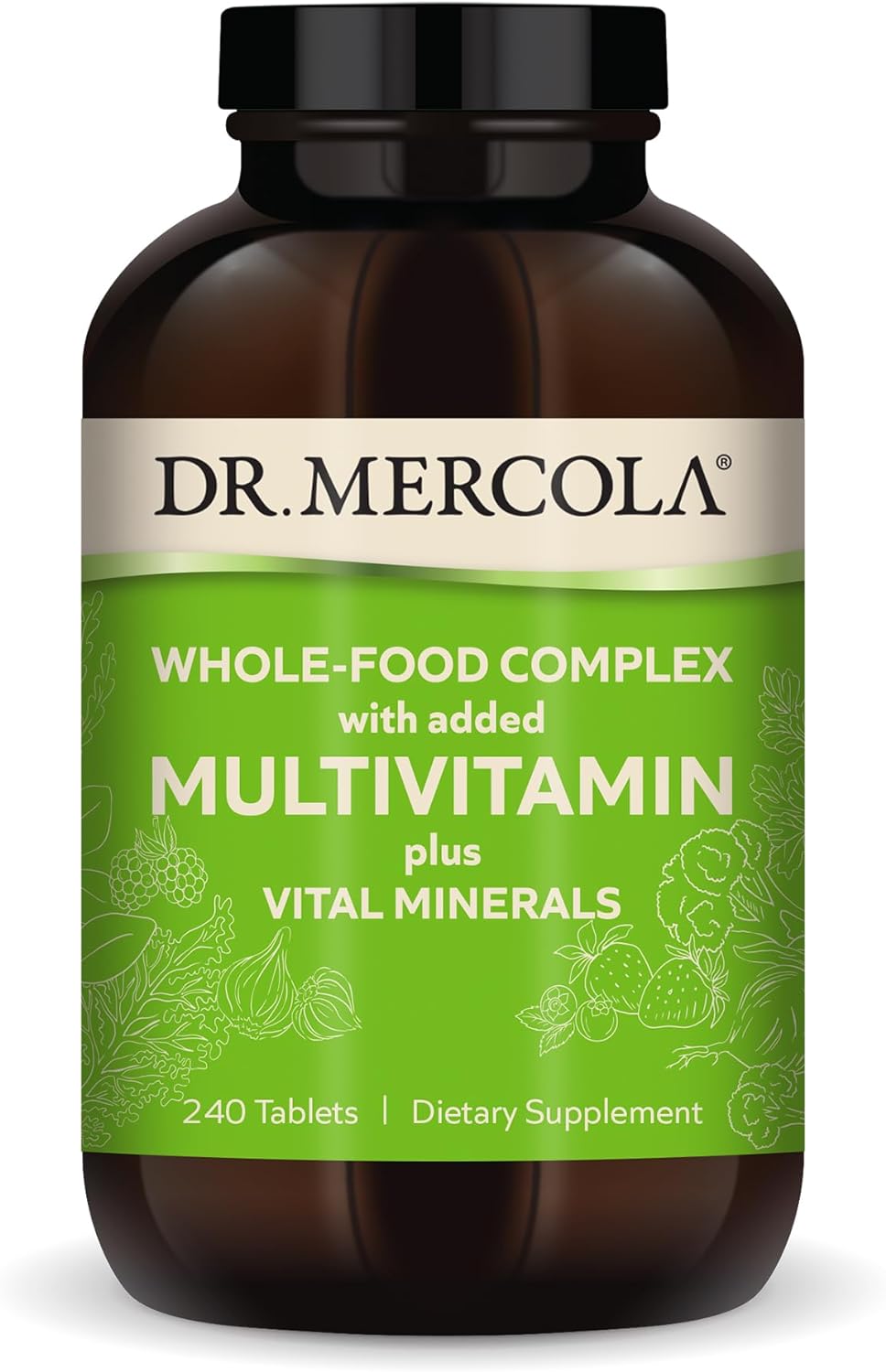 Dr. Mercola Whole-Food Complex With Added Multivitamin Plus Vital Minerals, 30 Servings (240 Tablets), Dietary Supplement, Supports Overall Health