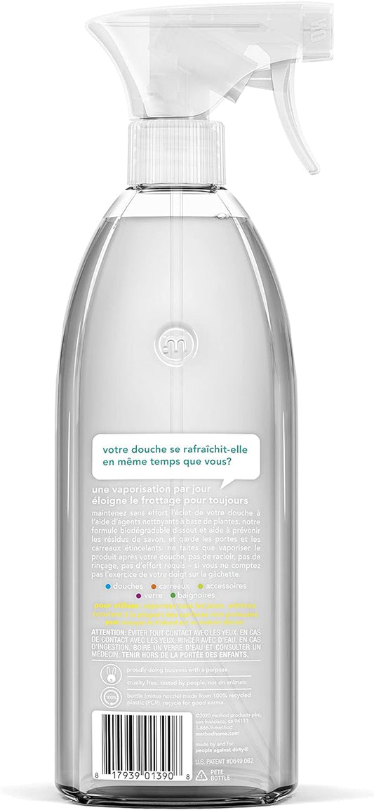 Method Daily Shower Cleaner Spray, Plant-Based & Biodegradable Formula, Spray and Walk Away, Eucalyptus Mint Scent, 28 Fl Oz, (Pack of 4), Packaging May Vary