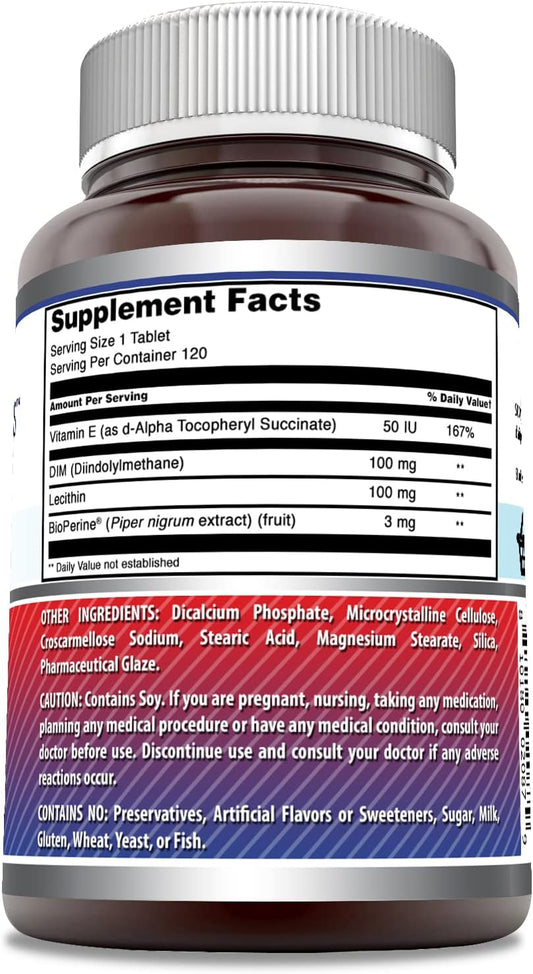 Amazing Formulas DIM (Diindolylmethane) 100mg 120 Tablets Supplement | Non-GMO | Gluten Free | Made in USA