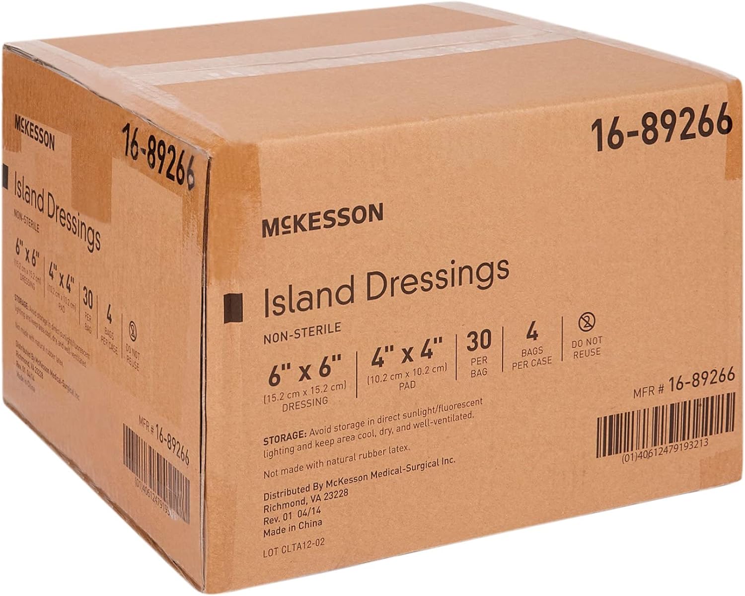 McKesson Non-Woven Adhesive Dressing, Non-Sterile Gauze Pads, 6 x 6 in, 30 Count, 4 Packs, 120 Total