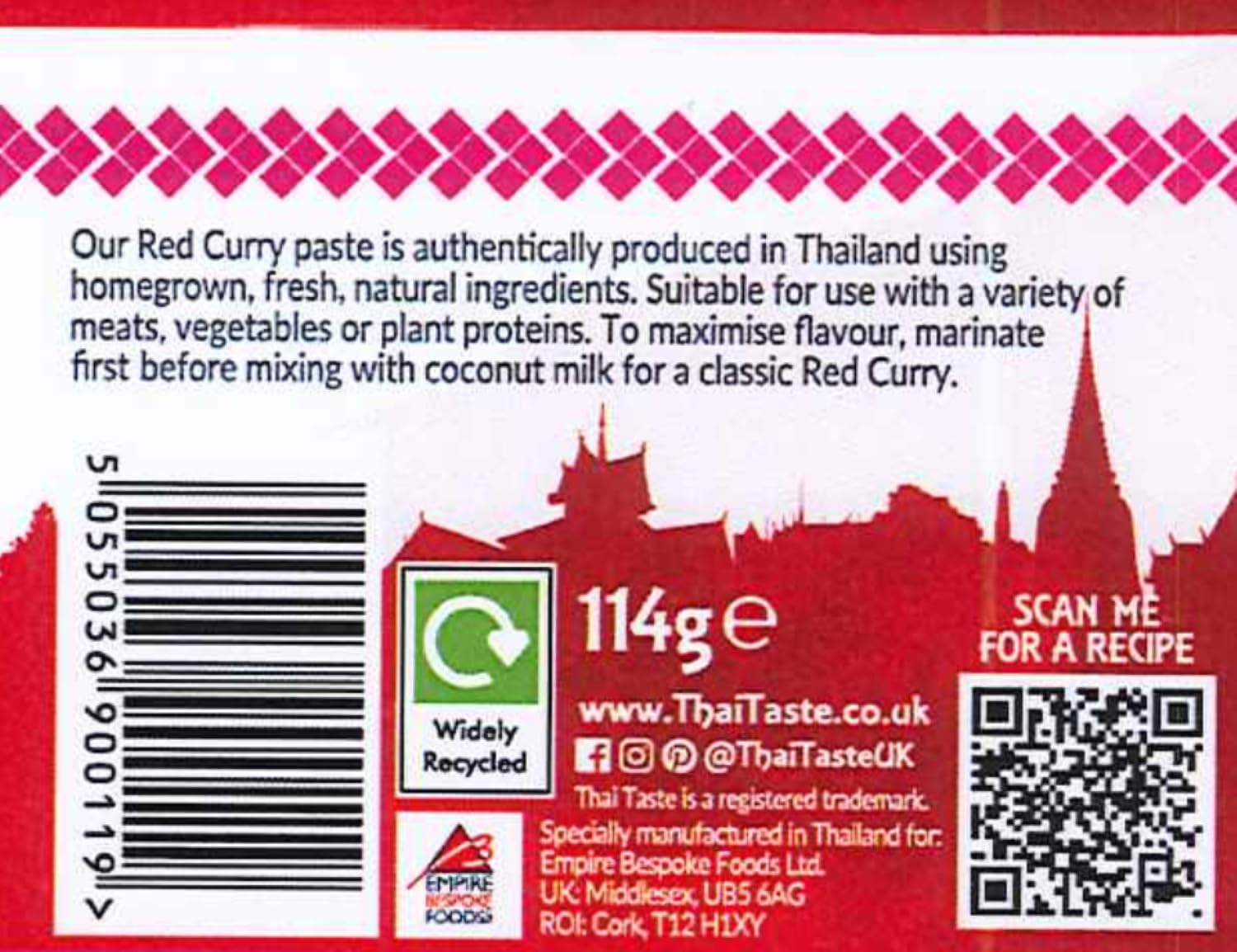 Thai Taste Red Curry Paste, 114G