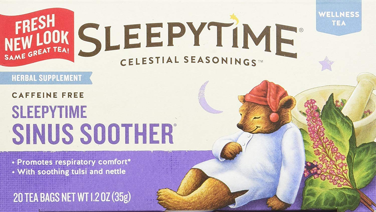 Celestial Seasonings Sleepytime Wellness Sinus Soother Tea, Caffeine Free, 20 Tea Bags Box