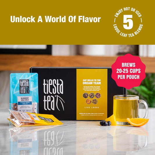 Tiesta Tea - Tiesta'S Top Loose Leaf Tea Gift Box | High To Non Caffeinated Tea Variety Pack | Make Hot & Iced Tea | 5 Pouches Of Assorted Tea Blends With Green, Herbal, Black & Fruit Tea Bags