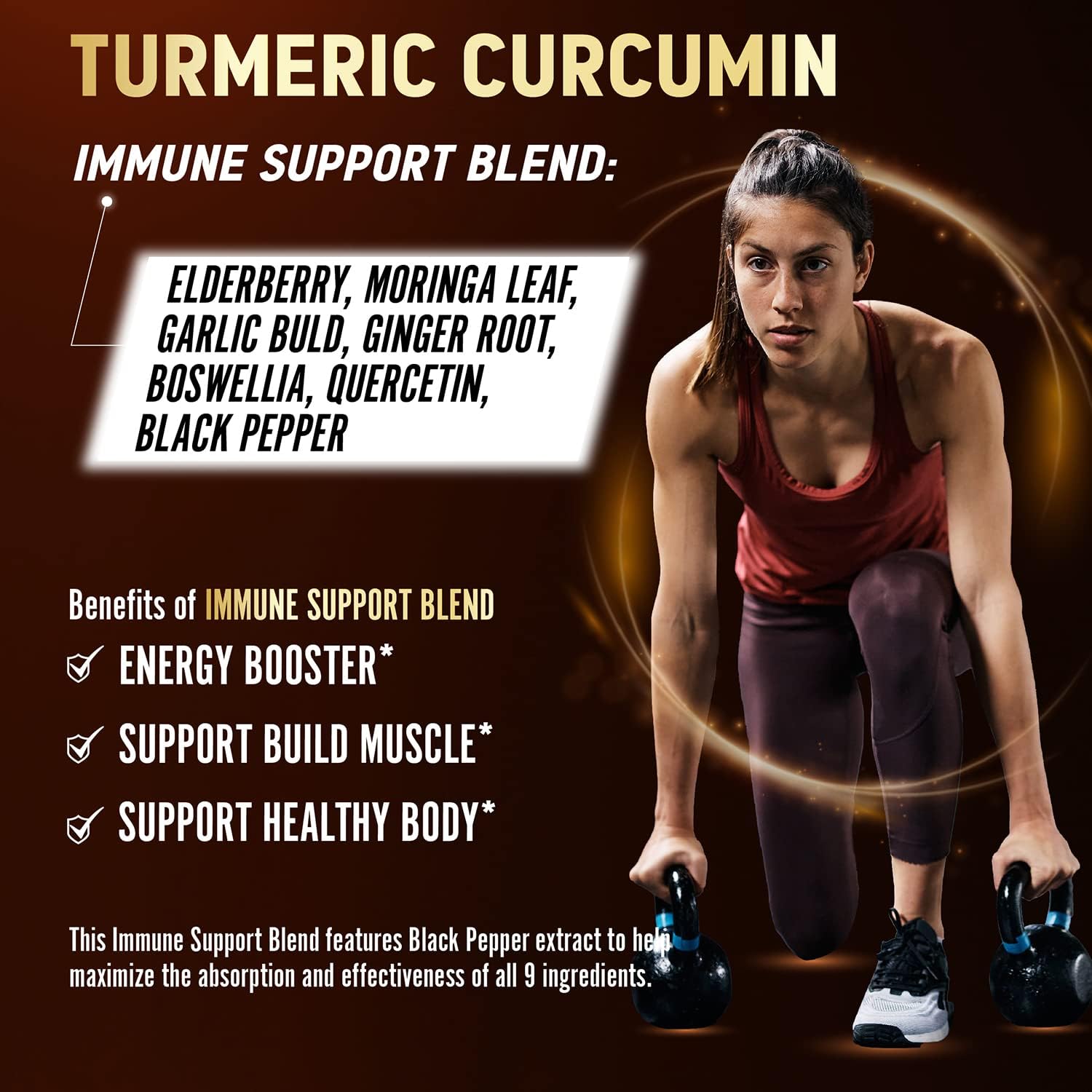 Turmeric Curcumin & Immune Support, 95% Curcuminoids, Equivalent to 14000mg, with Ginger, Garlic Bulb, Elderberry, Quercetin, Joint Inflammatory & Absorption Support, Immune Defense Supplement : Health & Household