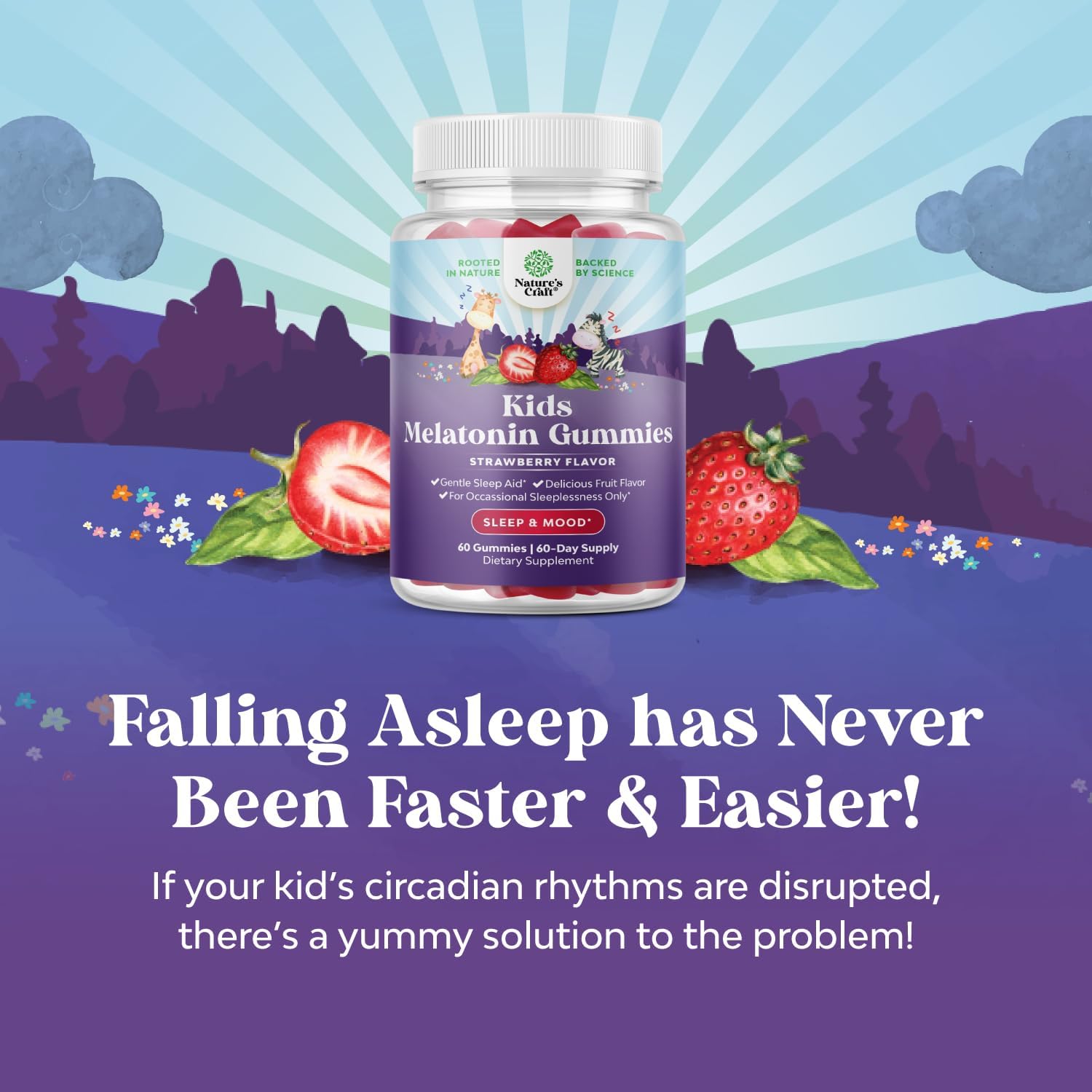 Melatonin Gummies for Kids Sleep Support - Hassle-Free Kids Melatonin Gummies for Mood Support - Delicious and Tummy Friendly Gummy Melatonin 1 Mg for Little Ones - Non-GMO Gluten Free and Halal : Health & Household