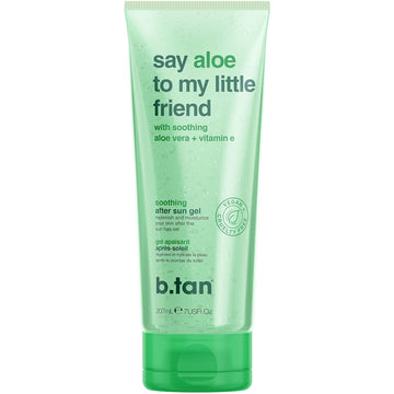 B.TAN Aloe Vera Gel for Face & Body | Say Aloe To My Little Friend - Ultra Hydrating, Soothing After Sun Lotion Aloe Gel with Vitamin E, Leaves Skin Soft & Smooth, Paraben Free, 7 Fl oz
