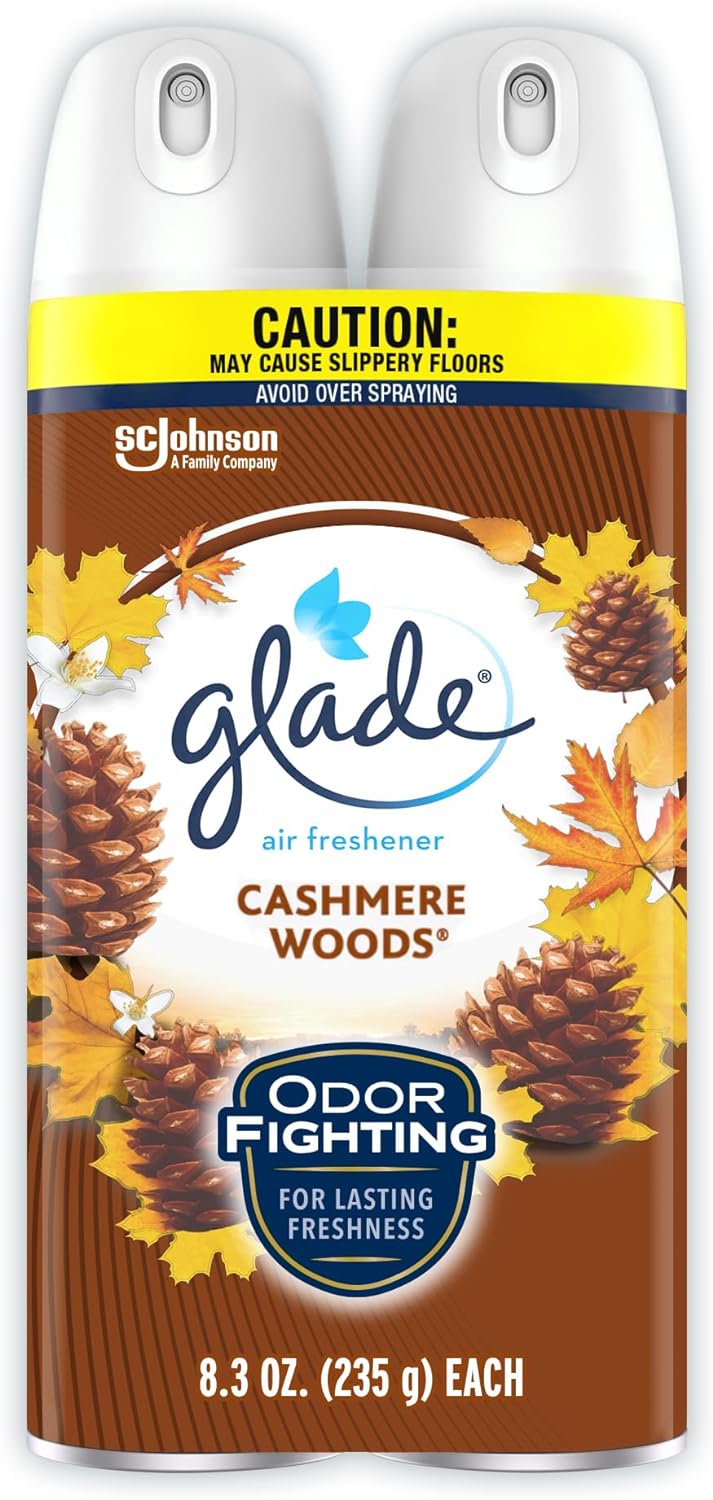 Glade Air Freshener Odor Fighting Room Spray, Cashmere Woods, 8.3 oz, 2 Count