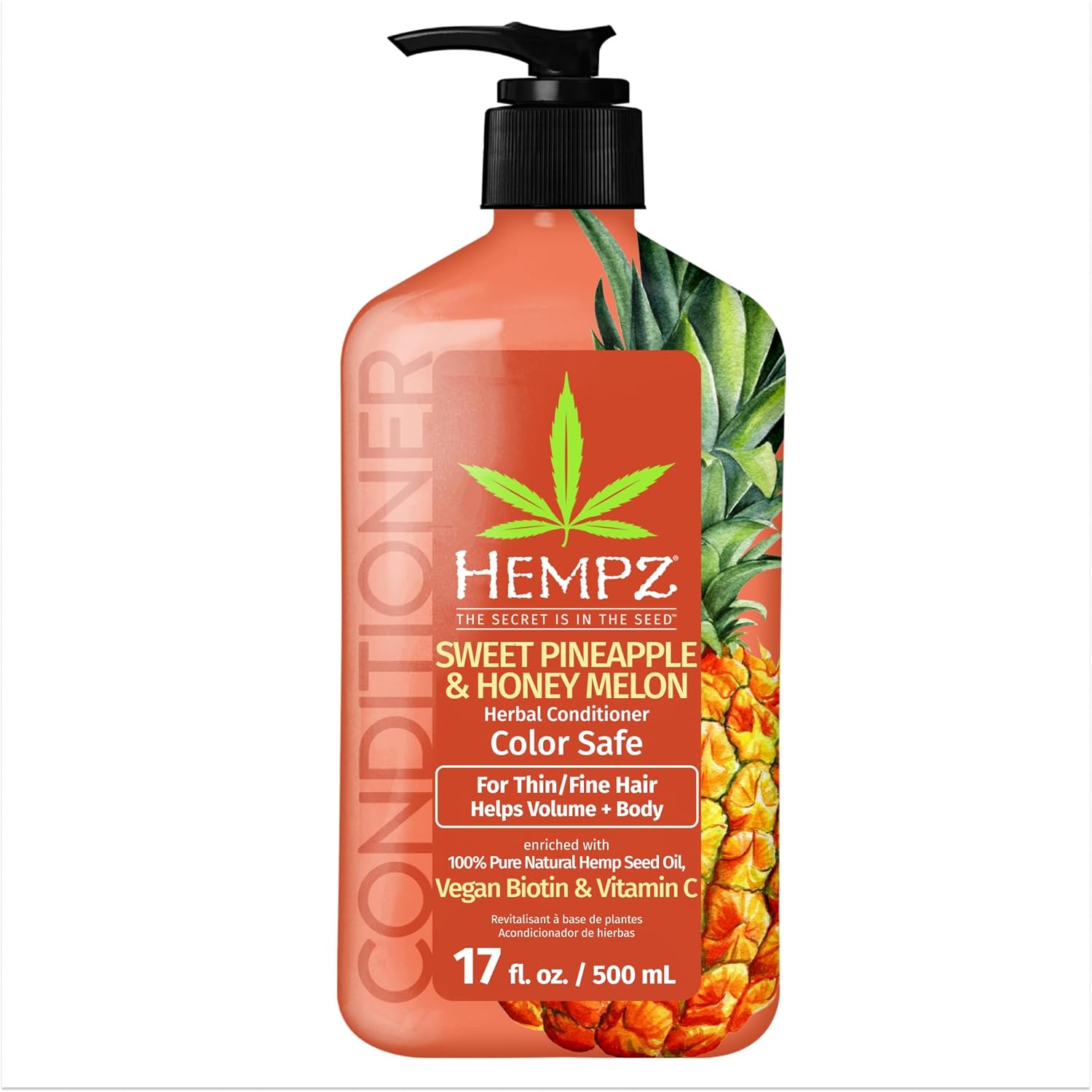 Hempz Biotin Conditioner - Original Light Floral & Banana - For Growth & Strengthening Of Dry, Damaged And Color Treated Hair, Hydrating, Softening, Moisturizing - 17 Fl Oz
