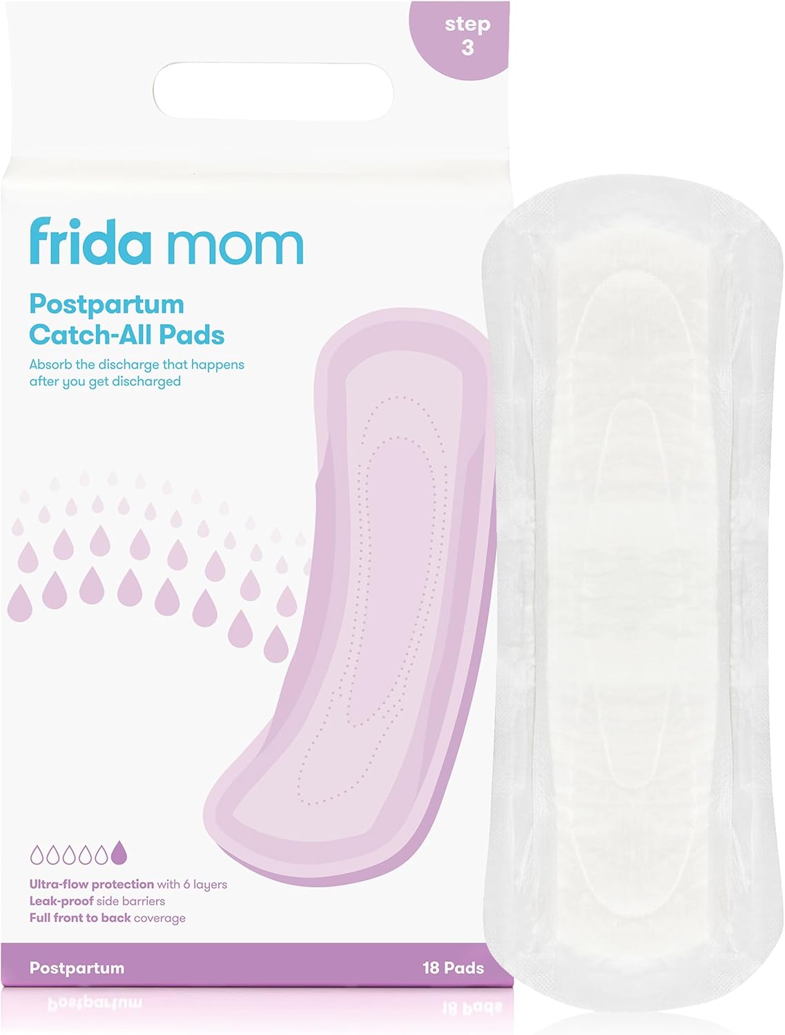 Frida Mom Postpartum Pads, Leak Proof Feminine Care Maxi Pads, 6 Layers Of Protection For Maximum Absorbency (18Ct)