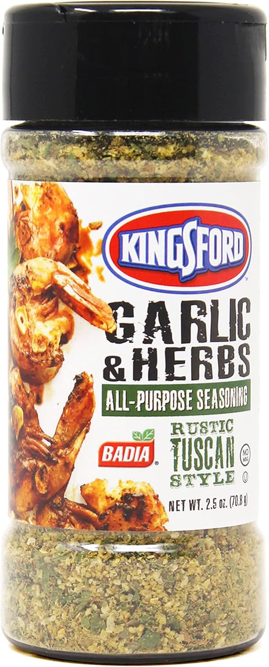 Badia Kingsford Garlic & Herbs Rustic Tuscan Style All Purpose Seasoning 70.8G (2.5 Oz)