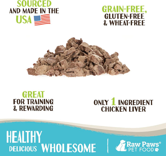 Raw Paws Freeze Dried Chicken Liver Dog Treats & Cats Treats, 4-Oz - Made In Usa - Freeze Dried Liver Treats For Dogs - Dog Liver Treats - Freeze Dried Liver For Dogs - Dried Liver Dog Treats