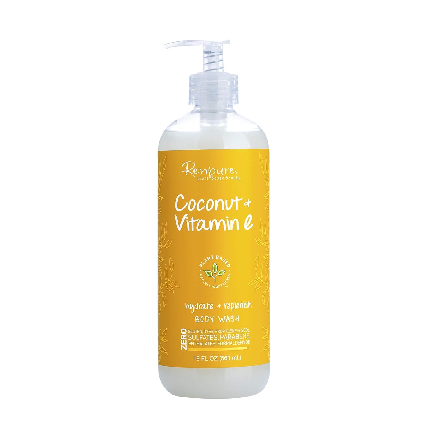 Renpure Plant-Based Beauty Coconut & Vitamin E Hydrate + Replenish Body Wash, 19 Fluid Ounces : Beauty & Personal Care