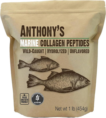 Anthony'S Hydrolyzed Marine Collagen Peptides, Gluten-Free, Paleo And Keto Friendly, Unflavored, 1-Pound