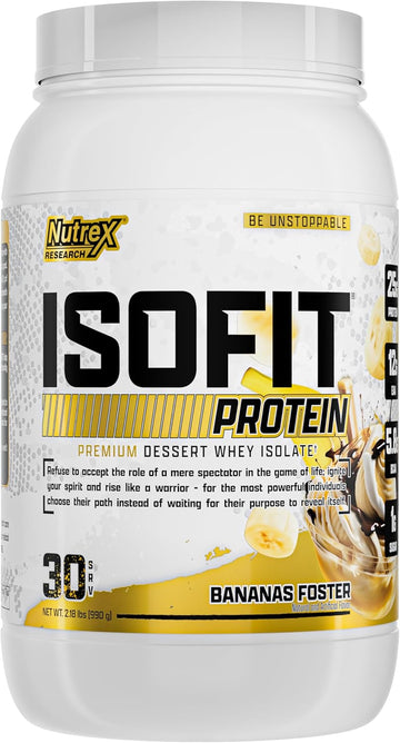 Nutrex Research Isofit Banana Whey Isolate Protein Powder 100% Whey Protein Isolate | Muscle Recovery, Naturally High Eaas | Fast Absorbing, Easy Digestion | (Bananas Foster 2Lbs 30 Servings)