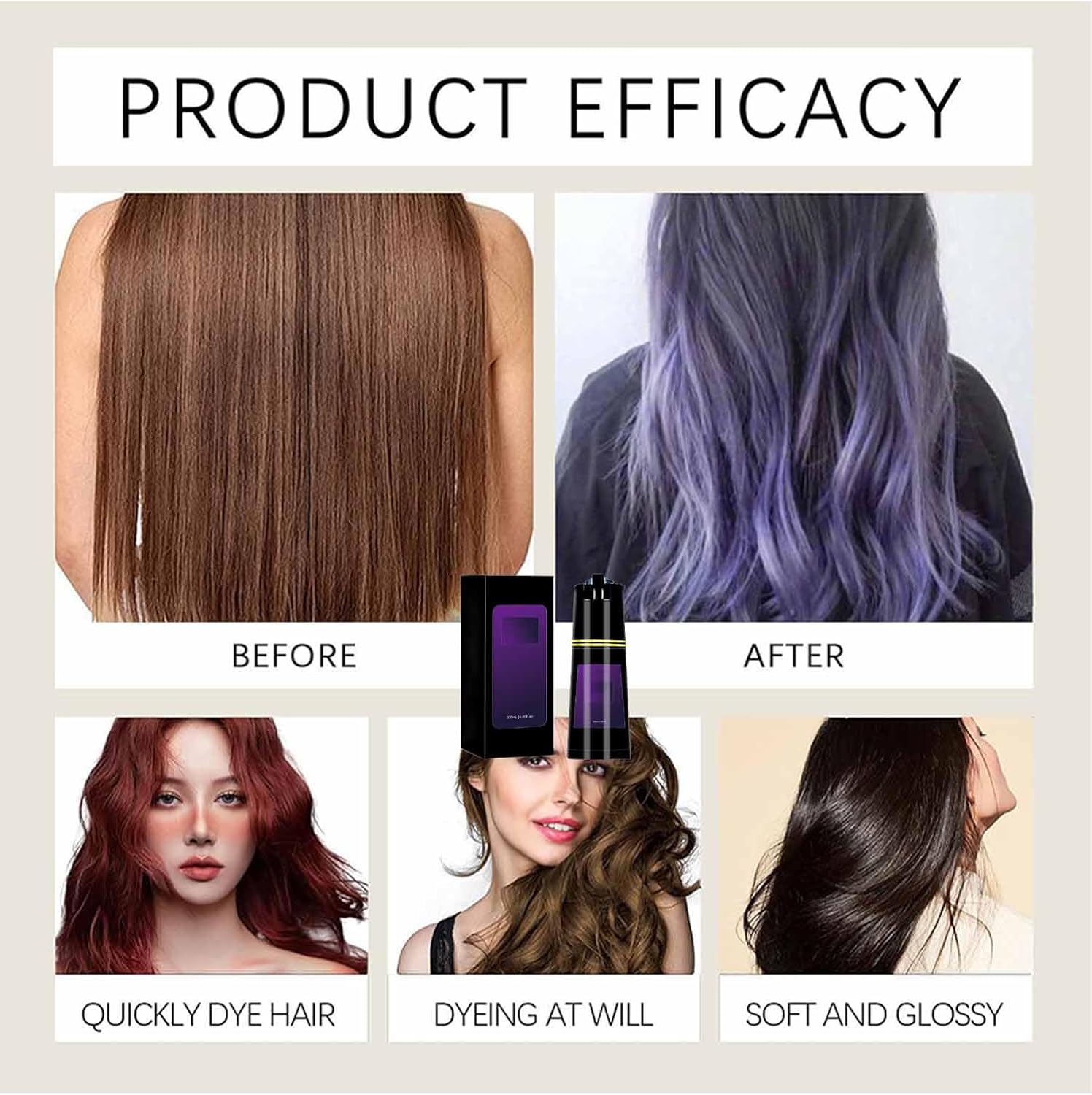 Polar Hair Dye Shampoo, Polar Haircare Hair Instant Dye Shampoo, Natural Color For Women & Men (Black)