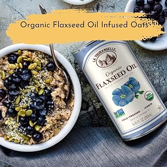 La Tourangelle, Organic Flaxseed Oil, Essential Omega-3 To Improve Heart Health, Vegan, Non-Gmo, Gluten-Free, Kosher, Cast Iron Seasoning, 8.45 Fl Oz