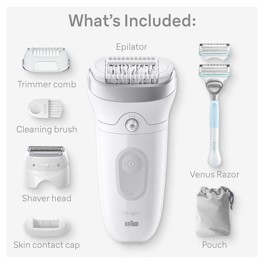 Braun Silk-Épil 7 Epilator, Wet & Dry, Lasting Smooth Skin, Se7-141