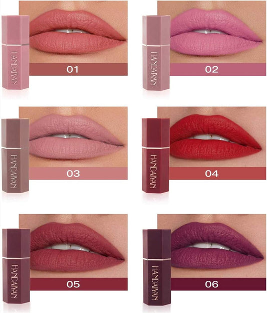 6 Colors Lipstick Set, Matte Velvet Smooth Moisturizer Lipstick Long Lasting Waterproof Non-Stick Cup Sexy Nude Lipstick Makeup Gift Set
