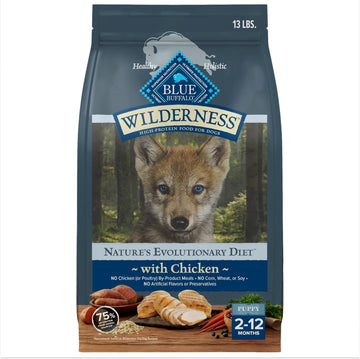 Blue Buffalo Wilderness Puppy High Protein Dry Dog Food With Real Chicken Plus Wholesome Grains, Made In The Usa With Natural Ingredients, Chicken, 13-Lb. Bag