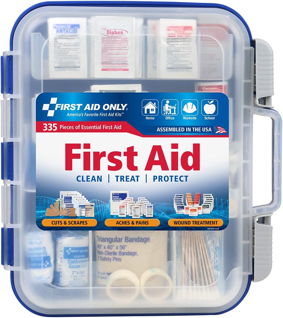 First Aid Only Osha-Compliant All-Purpose 100-Person Emergency First Aid Kit For Home, Work, And Travel, 335 Pieces