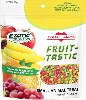 Fruit-Tastic Treat (2 Oz.) - Healthy Crunchy Fruit-Flavored Treat - Sugar Gliders, Squirrels, Marmosets, Prairie Dogs, Hamsters, Chinchillas, Exotic Birds, Rabbits, Guinea Pigs & Other Small Pets