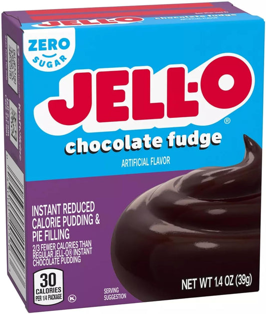 Jell-O Zero Sugar Chocolate Fudge Instant Pudding & Pie Filling Mix, 1.4 oz Box (Pack of 3) with Mood Spoons