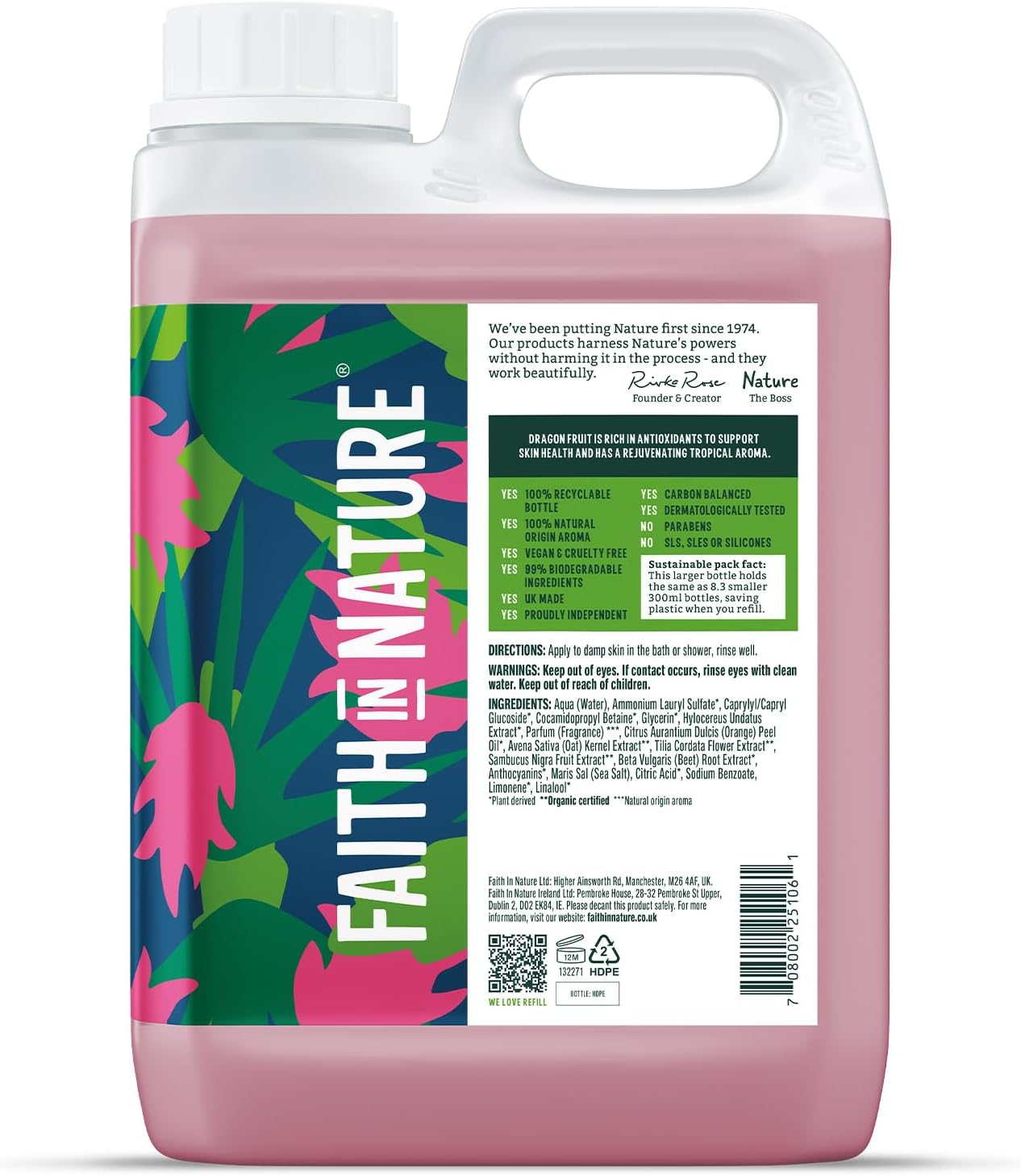 Faith In Nature Natural Dragon Fruit Body Wash, Rejuvenating Shower Gel, Vegan & Cruelty Free, No SLS or Parabens, 2.5L Refill : Amazon.co.uk: Beauty