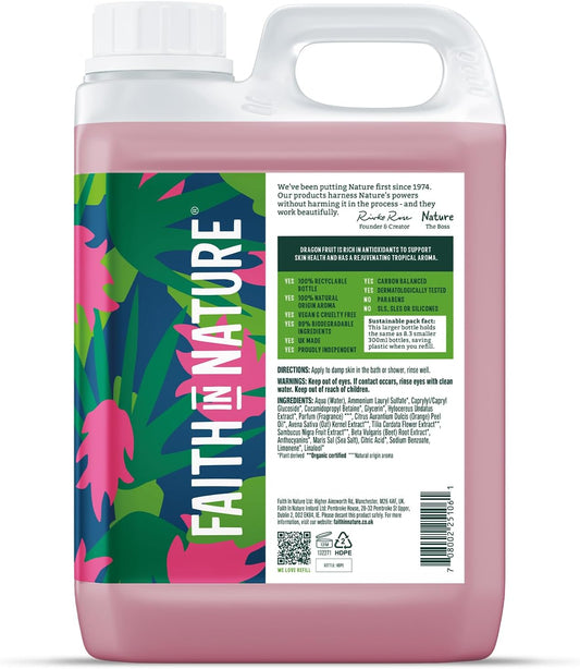 Faith In Nature Natural Lavender & Geranium Body Wash, Relaxing Shower Gel, Vegan & Cruelty Free, No Sls Or Parabens, 2.5L Refill
