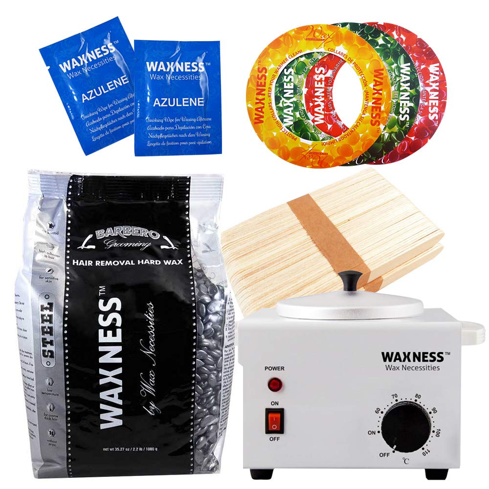 Wax Necessities Barbero Grooming Men Stripless Waxing Kit With Big 2.2 Pound Wax Bag