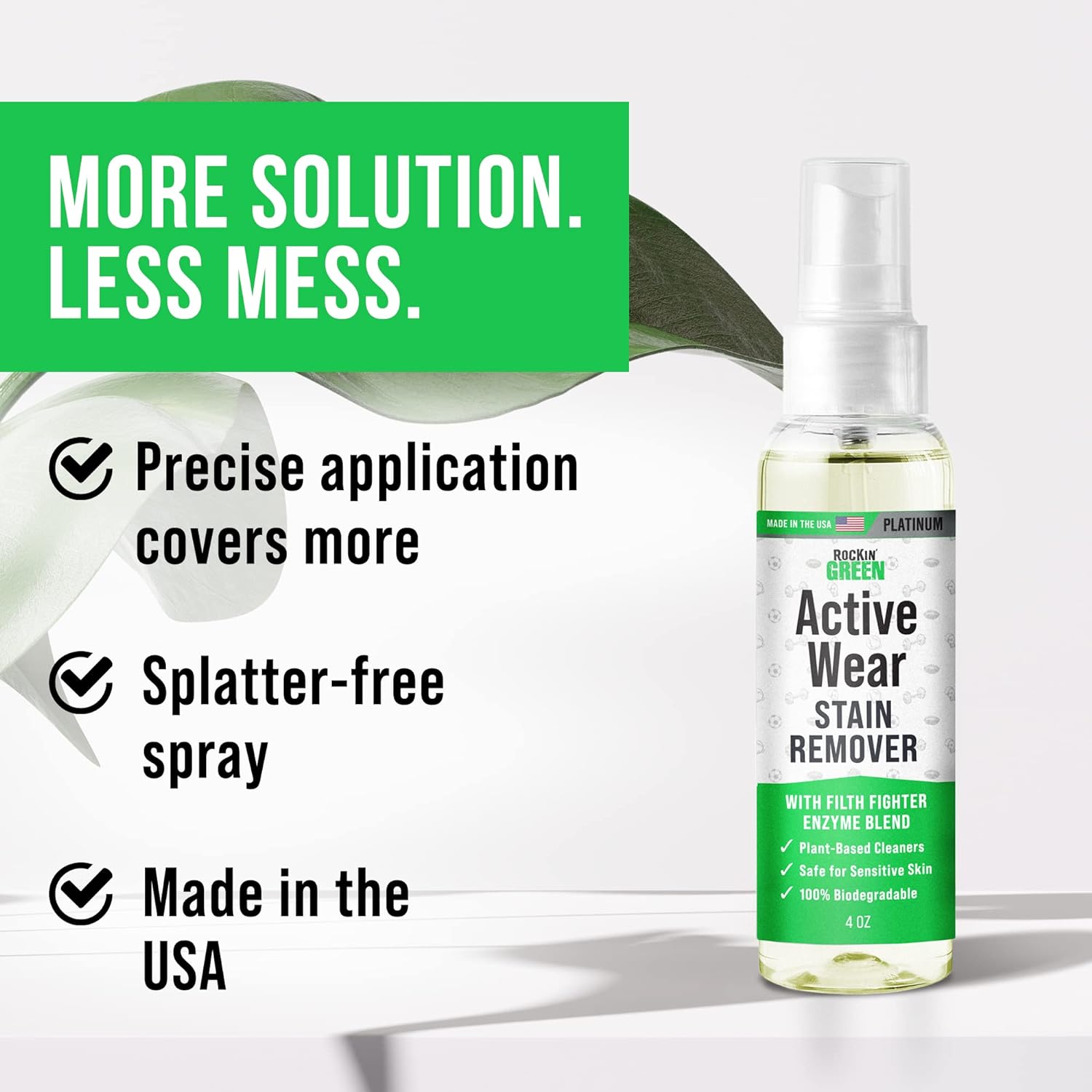 Rockin' Green Activewear Stain Remover for Clothes - Fights Sweat, Dirt, Food Stains, Odor Remover - Stain Remover Spray, Laundry Stain Remover, Spot Remover for Clothes Fabric Stain Remover 4 Fl Oz : Health & Household