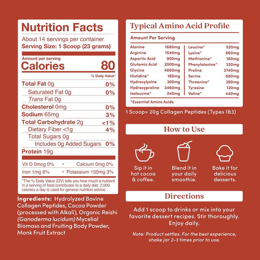 Further Food Chocolate Collagen Peptides Powder, Grass-Fed Pasture-Raised Hydrolyzed Type 1 & 3 Protein, Gut Health + Joint, Hair, Skin, Nails, Paleo Keto Sugar-Free 11.36 Oz