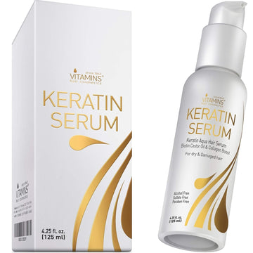 Vitamins Keratin Protein Hair Serum - Anti Frizz Control Repair Treatment for Frizzy Dry Damaged Hair - Heat Protectant Complex for Shine & Gloss