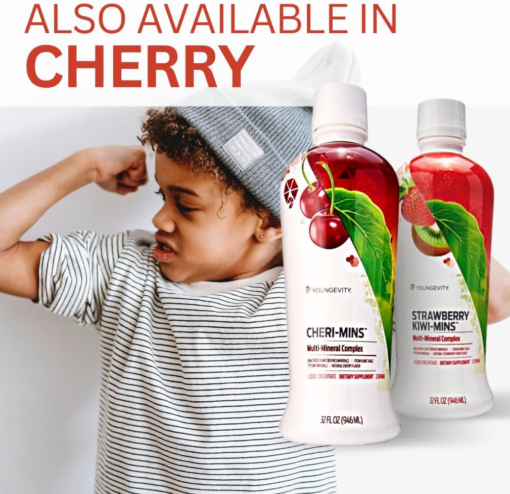 Youngevity Strawberry Kiwi-Mins Plant Derived Multi-Mineral Complex - Made From Humic Shale - Liquid Colloidal Form - Kid Friendly Taste - (32Oz) : Health & Household