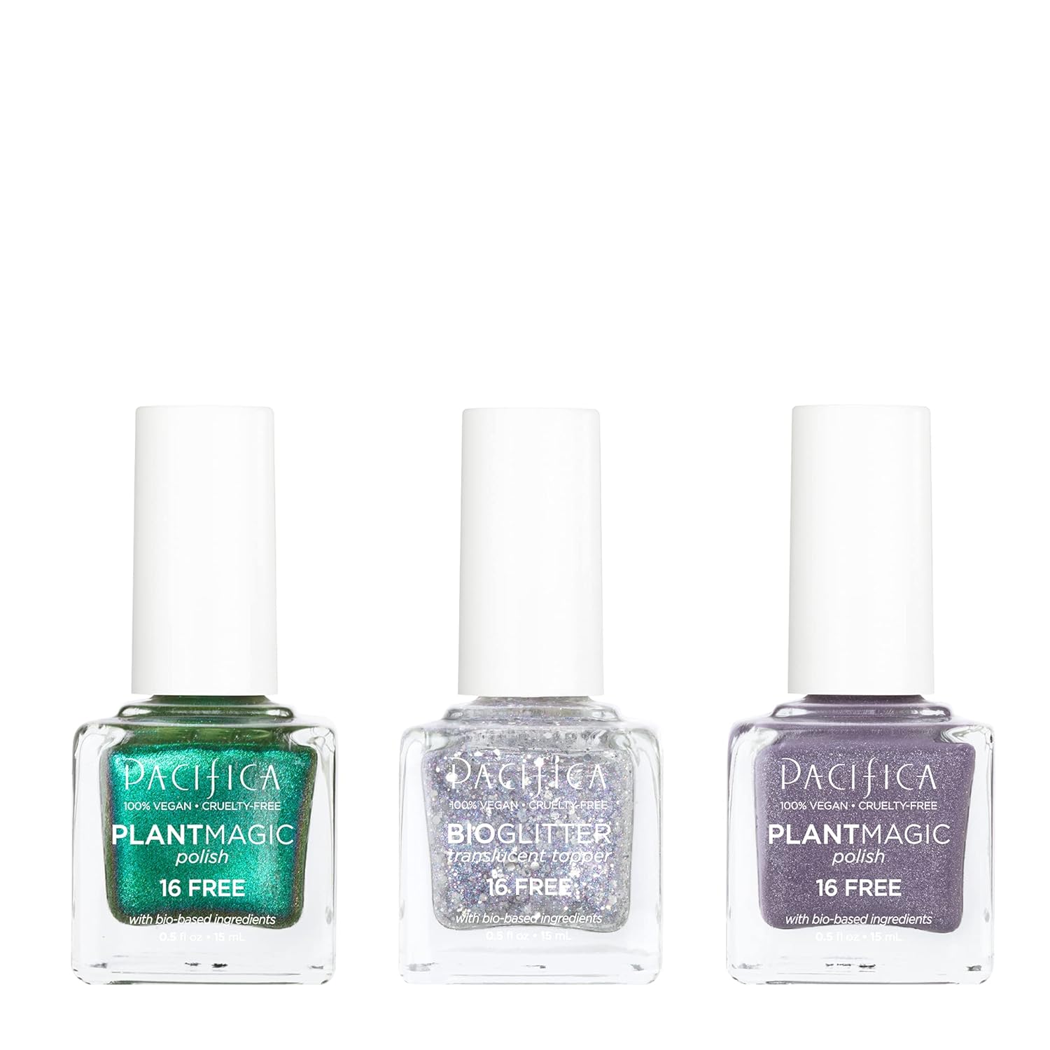 Pacifica Beauty, Plant Magic Nail Polish Set, Longwear Formula, Vegan & Cruelty Free, 3 Count