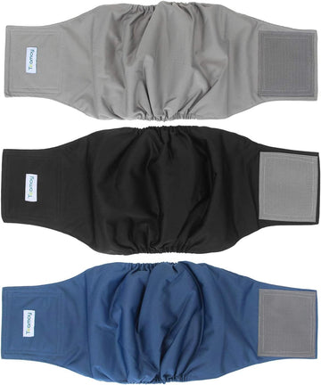 Teamoy 3 Pack Male Dog Diaper Wrap With Gray Lining, Washable Puppy Belly Bands, Super-Absorbent And Comfortable(M,13"-16" Waist)