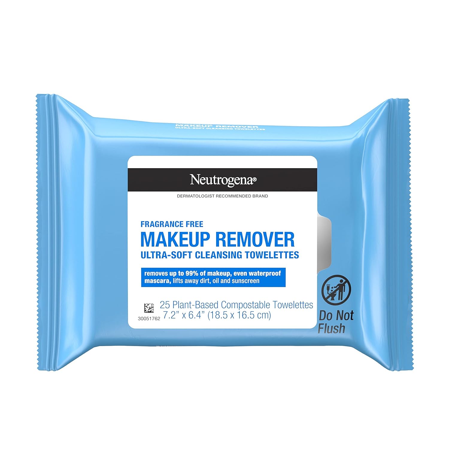 Neutrogena Fragrance-Free Makeup Remover Wipes, Daily Facial Cleanser Towelettes, Gently Removes Oil & Makeup, Alcohol-Free Makeup Wipes, 25 Ct