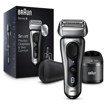 Braun Electric Razor For Men, Series 8 8467Cc Electric Foil Shaver With Precision Beard Trimmer, Cleaning & Charging Smartcare Center, Galvano Silver