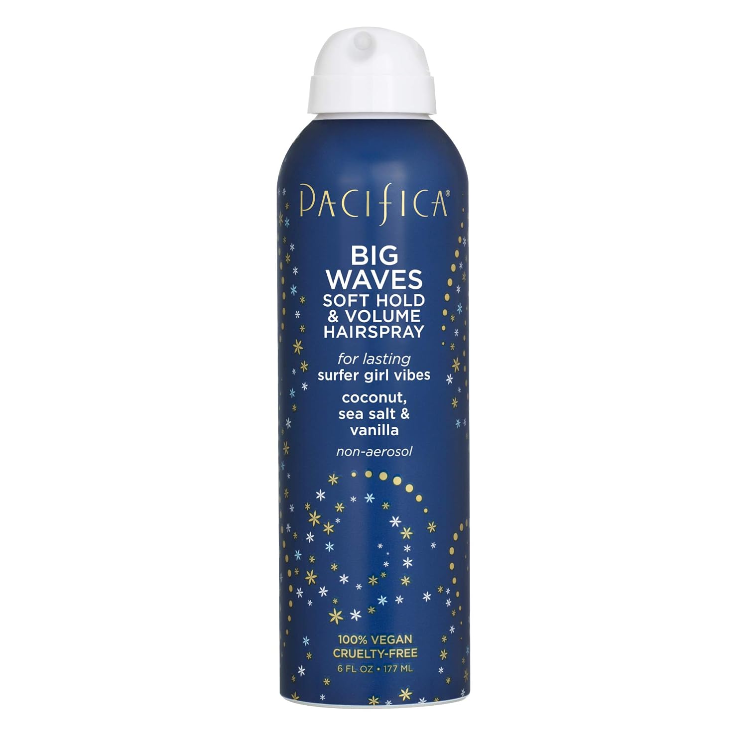 Pacifica Coconut Sea Salt Vanilla Hairspray - Big Waves Soft Hold & Volume, Beachy Anti-Frizz, Vegan & Cruelty Free