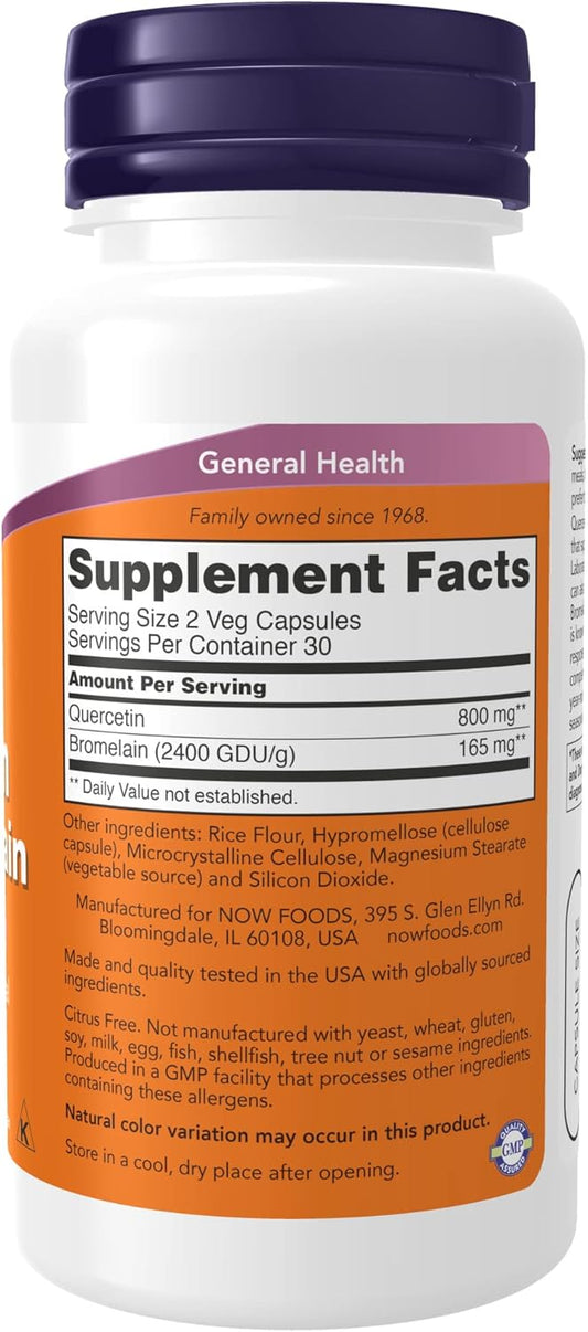 NOW Supplements, Quercetin with Bromelain, Balanced Immune System*, 60 Veg Capsules