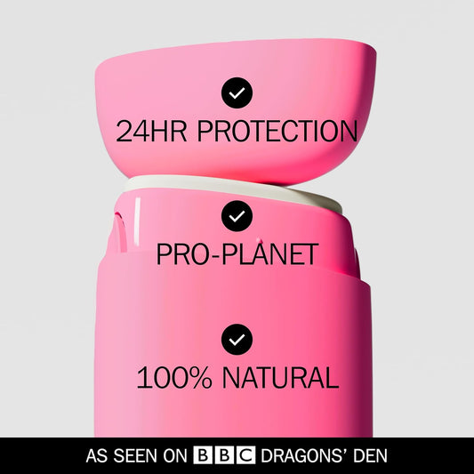 Fussy - Natural Refillable Deodorant - Aluminium Free - 24 Hour Protection - Hot Pink Case & Variety Refill Pack (3 X 40G) - Citrus, Floral & Mint - Vegan & Cruelty Free - 100% Natural & Effective