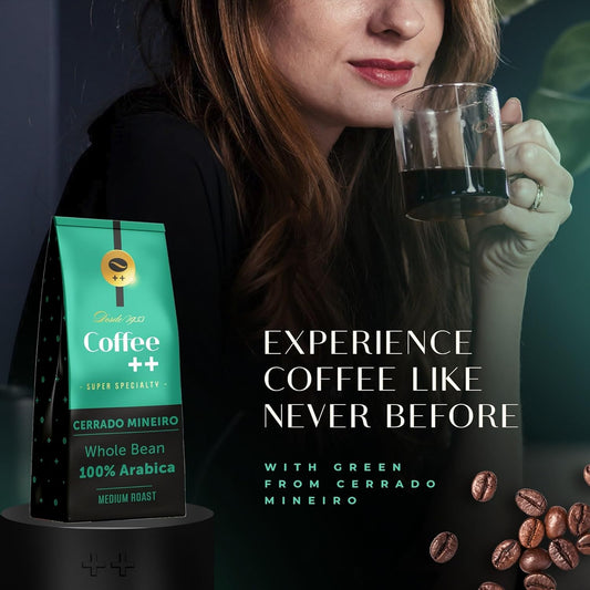 Whole Bean Coffee Plus | Unique Flavor Of A Specialty Coffee | Gourmet Fresh Coffee Experience, Grind It And Get The Perfect Cup | Medium Roast Beans | Green | Bag Of 8.8 Oz