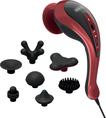 Wahl Clipper Deluxe Heated Therapy Corded Handheld Rotary Massage Kit - 8 Unique Attachments For Back Massage, Neck Massage, Leg Massage, Hand Massage, And More – Fsa Eligible - Model 4344