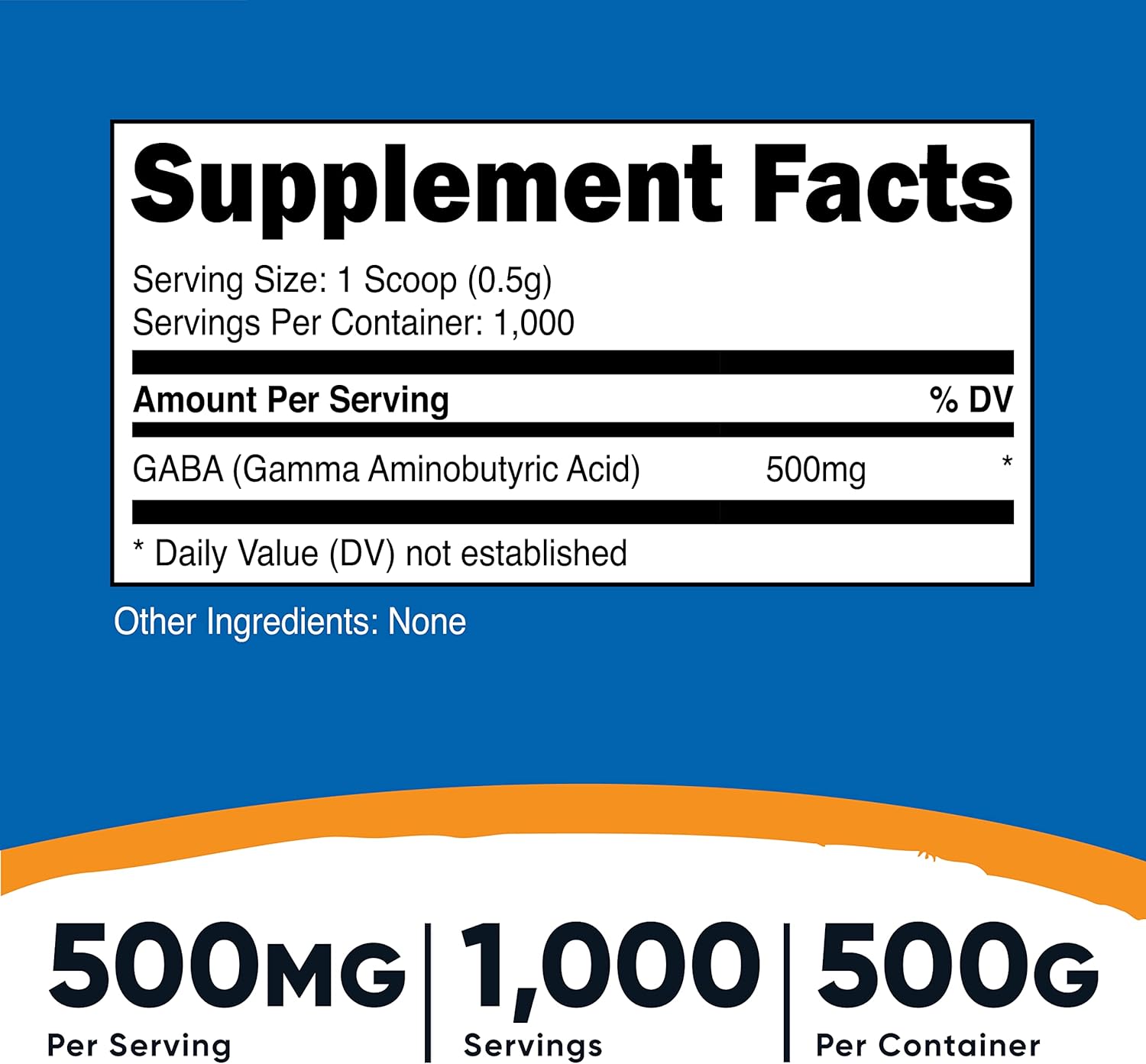 Nutricost Pure GABA 500G Powder (Gamma Aminobutyric Acid) (500 Grams/1.1 s)