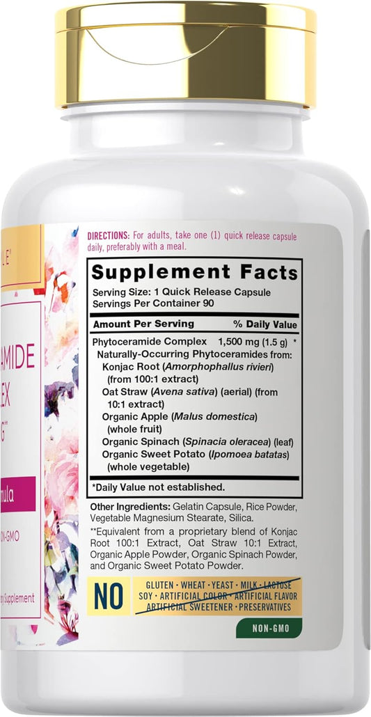 Carlyle Phytoceramide Supplement 1500Mg | 90 Capsules | With Organic Sweet Potato | Beauty Formula Complex | Non-Gmo And Gluten Free