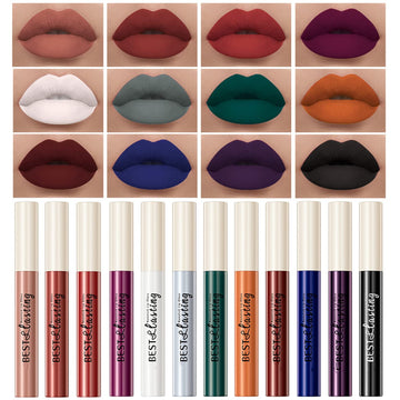 Maepeor Matte Liquid Lipstick Set 12Pcs Smooth Creamy Velvet Lipstick Long-Lasting Waterproof Smudgeproof Lip Gloss For Women And Girls (Set 1203)