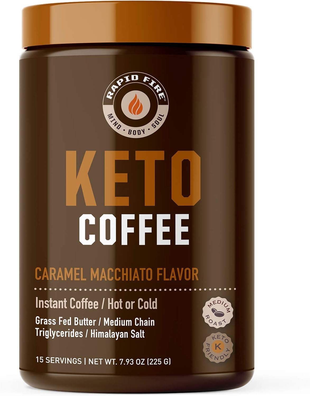 Ketogenic Fair Trade Instant Keto Coffee Mix, Supports Energy And Weight Management, Metabolism Booster, Grass Fed Butter, Mcts & Himalayan Salt, 15 Servings, Caramel Macchiato Flavor, 7.93 Ounce